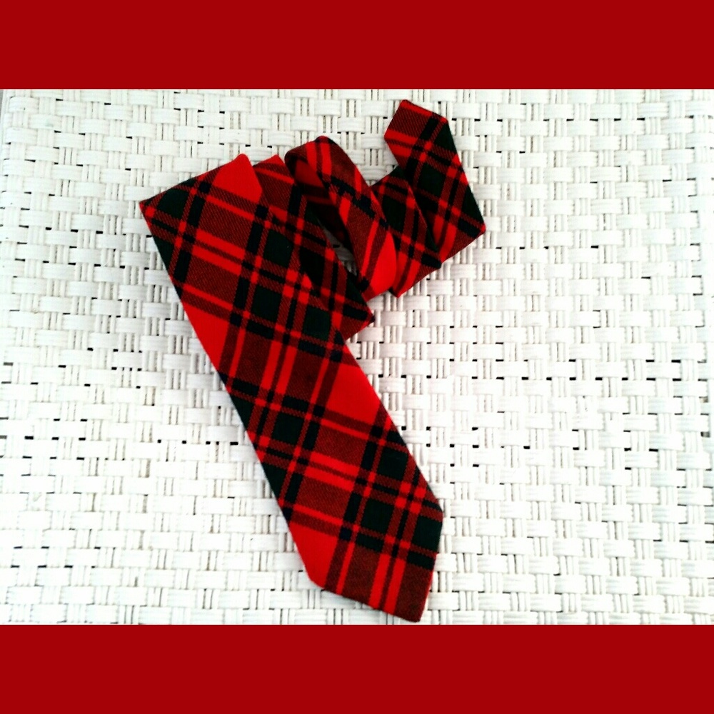 Lochcarron Red Plaid Scotland Wool Tie